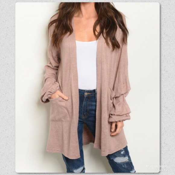 🛍Ruffle Sleeve Open Front Sweater Cardigan!- - Picture 2 of 2